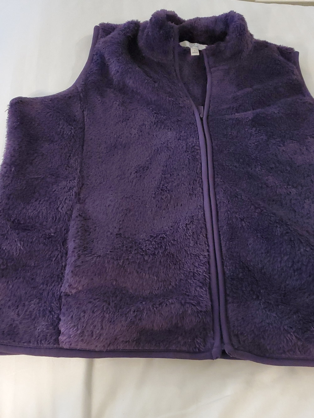 croft & barrow Plush Full-Zip Vest - Deep Purple